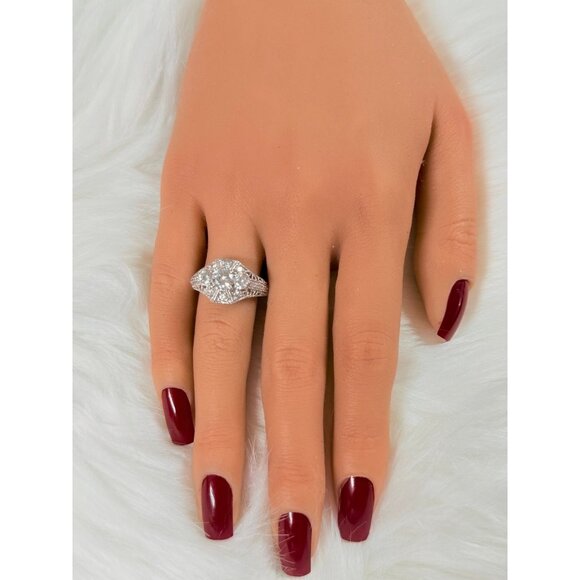 Art Deco Style 925 Silver Cz Ring - Picture 9 of 10